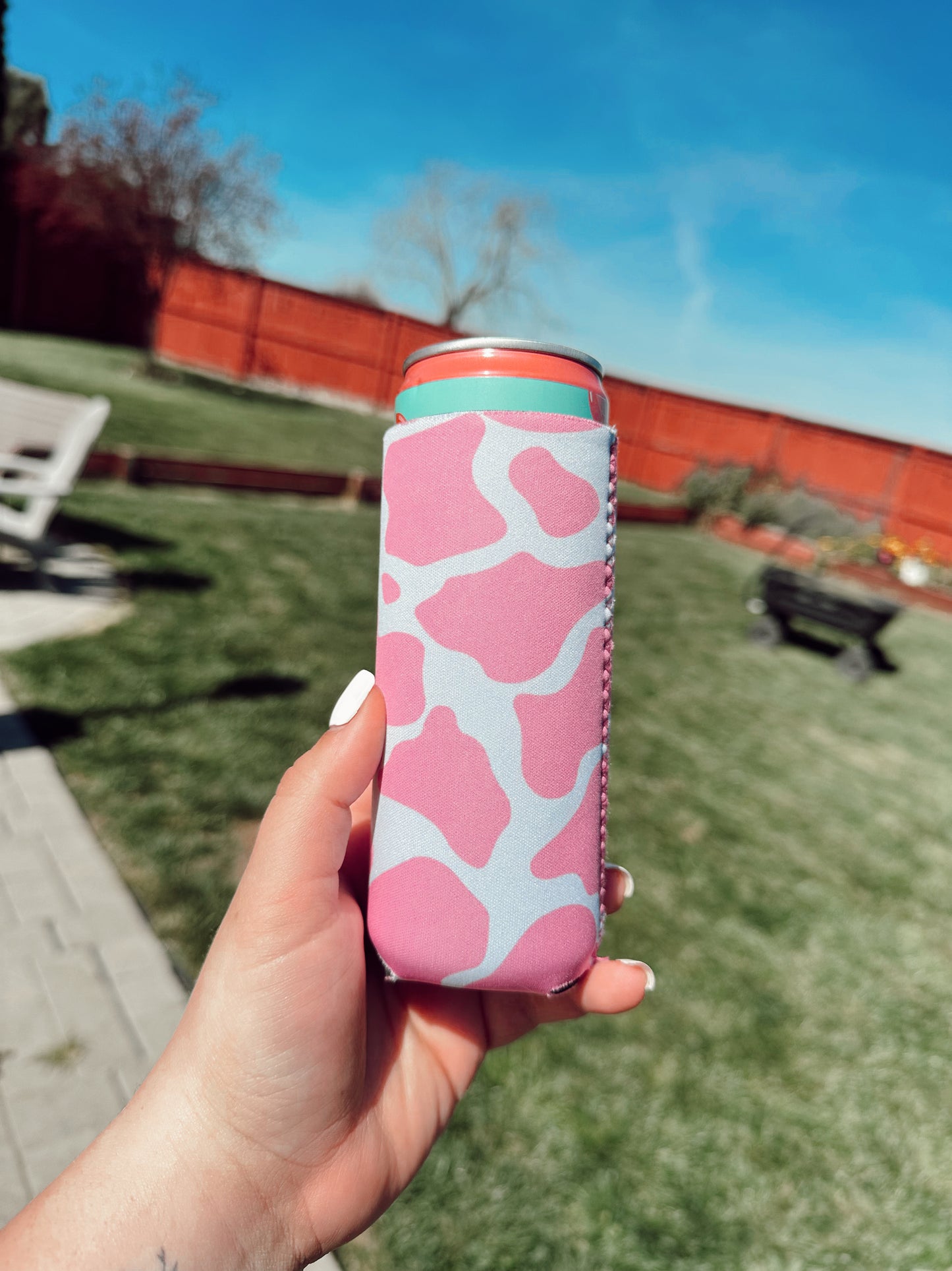 Pink Cow Koozie