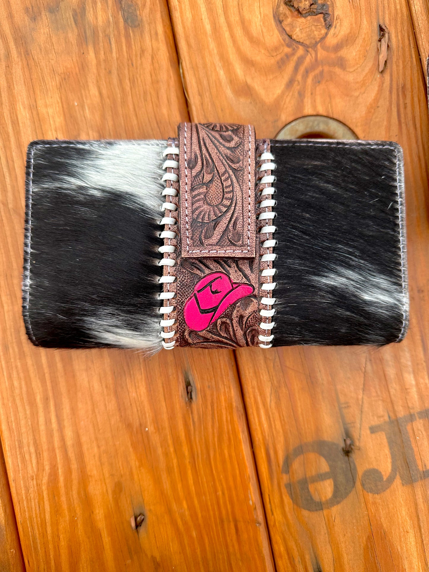 Pink Cowgirl Cowhide Wallet