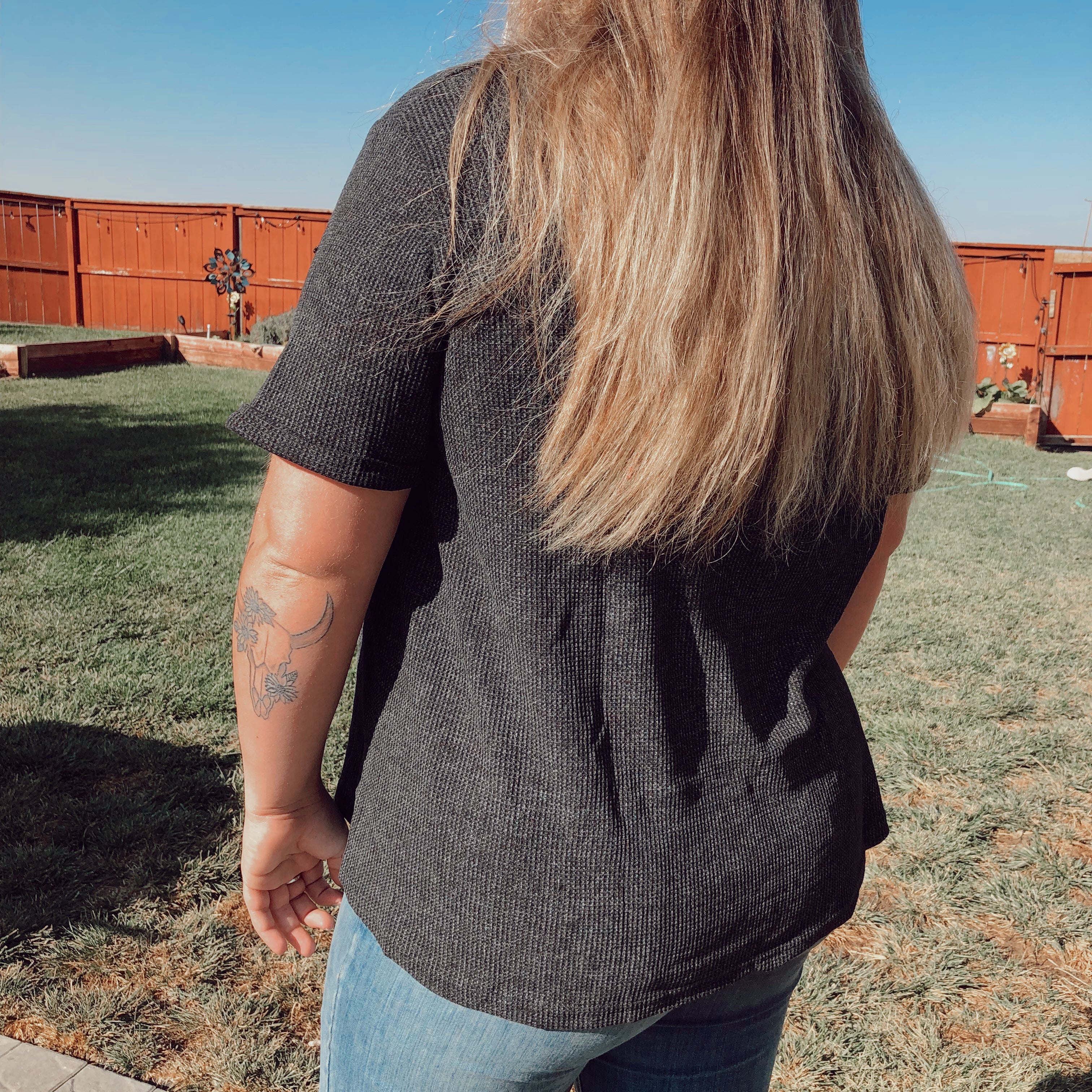 Black high-low cuffed tee