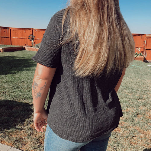 Black high-low cuffed tee