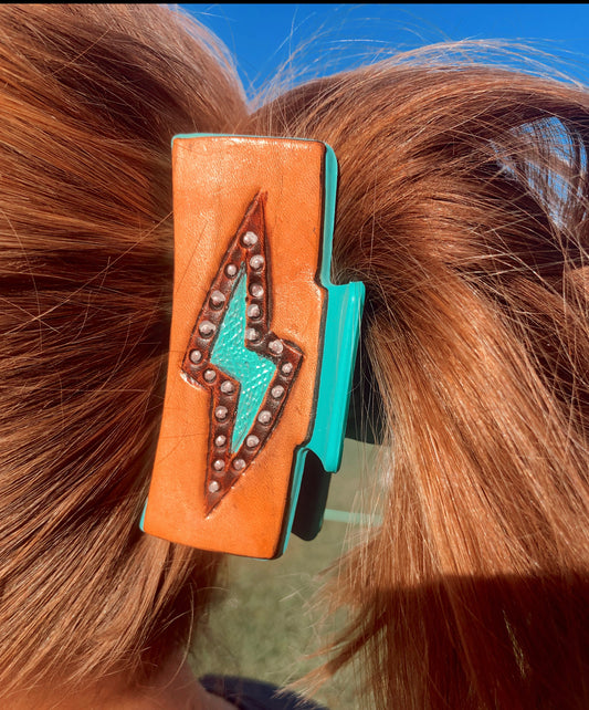 Turquoise Lightning Claw Clip